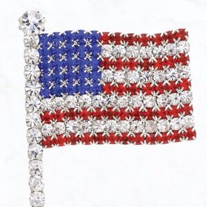 Rhinestone American Flag Brooch